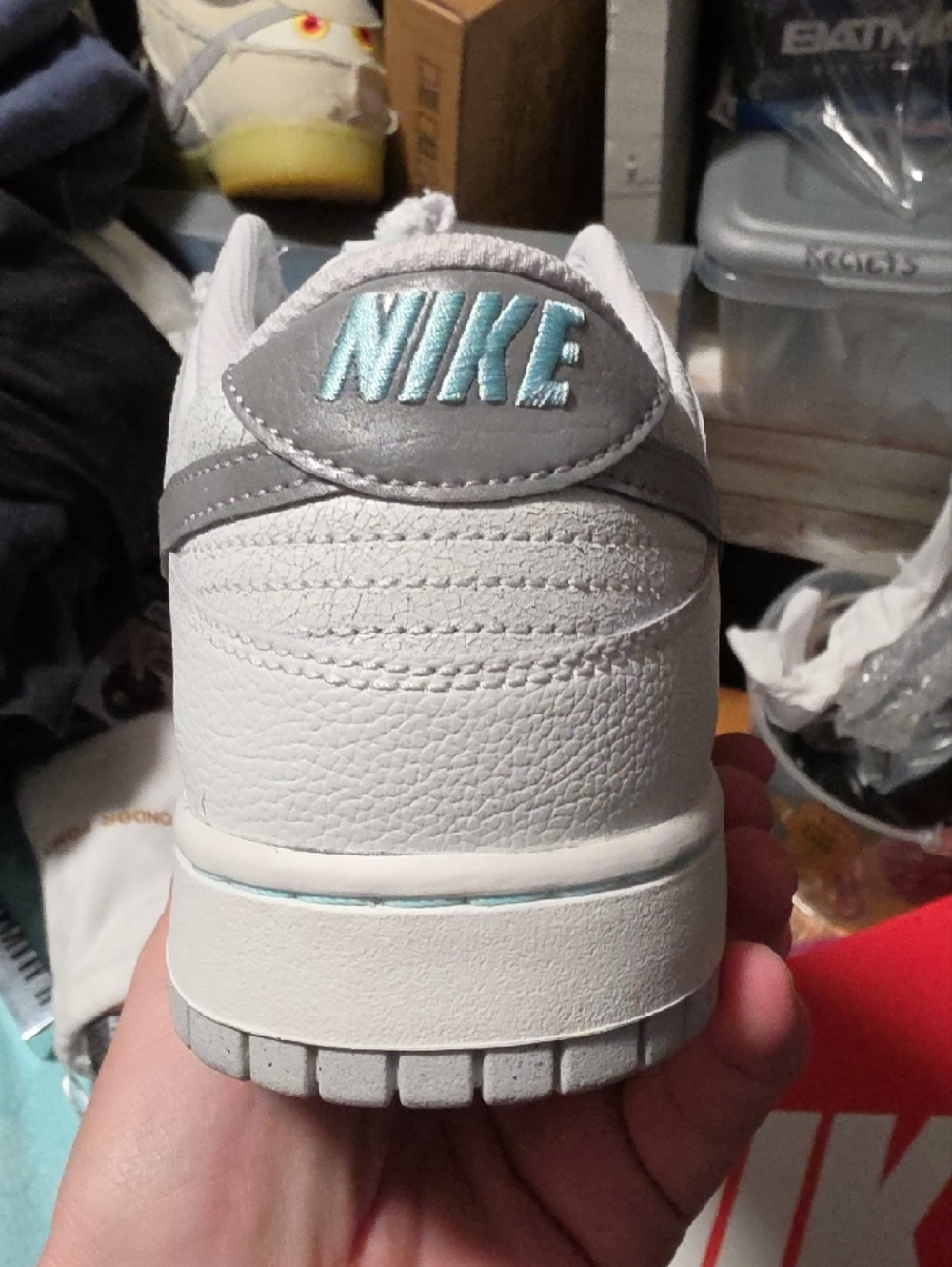 Nike Dunk Low Retro SE in Summit White and Metallic Silver - Picture 9 of 12